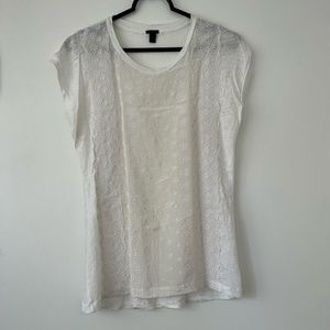 J.Crew | Linen Silk Eyelet White Top Size S